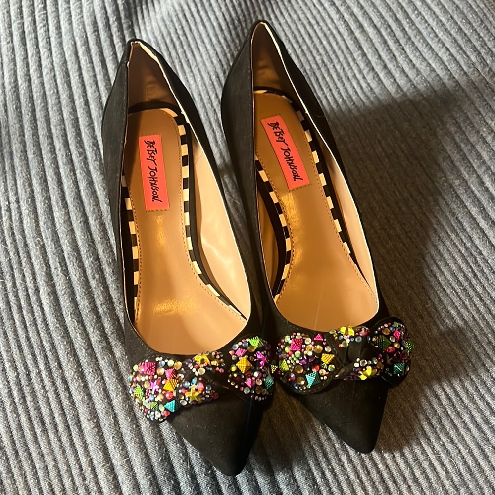 Betsey Johnson Black Embellished Women's Shoes